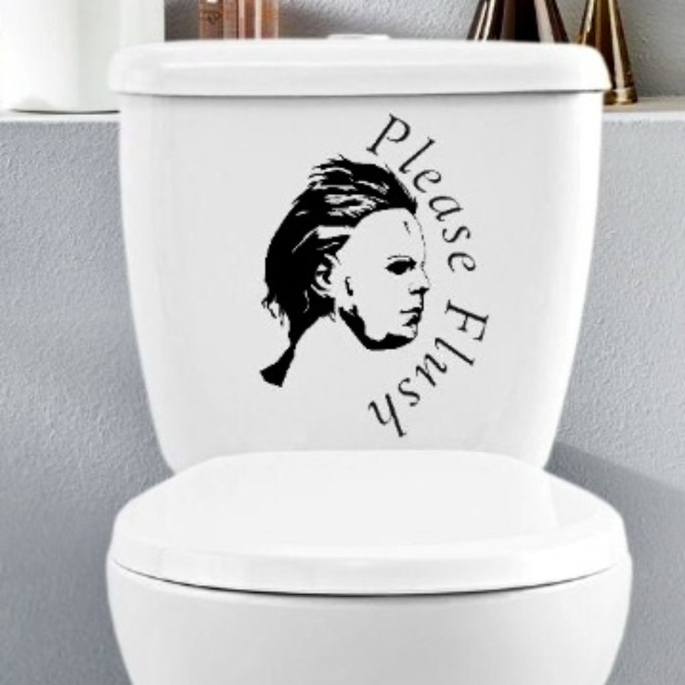 michael myers please flush , funny ,  sticker vinyl  decal , autocollant